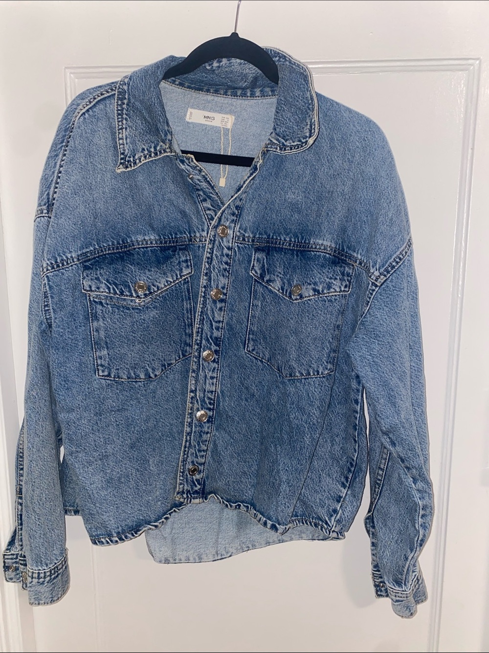 Mango Blue Washed Denim Jacket